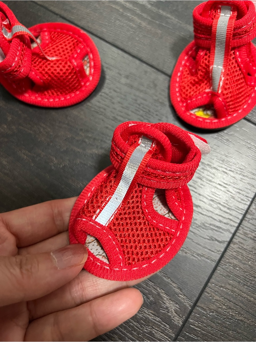 Dog Red Mesh Summer Sandals with Reflective Strip